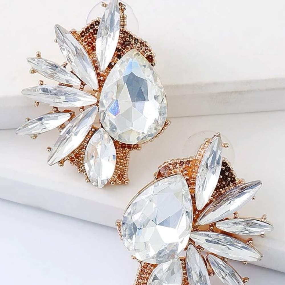 Luxury Look Rhinestone Stud Earrings - Picture 7 of 8